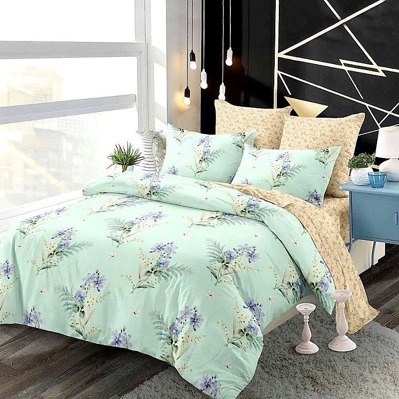 7 dielna súprava obliečok na 2 postele + plachta ZADARMO Wild Flowers Mint