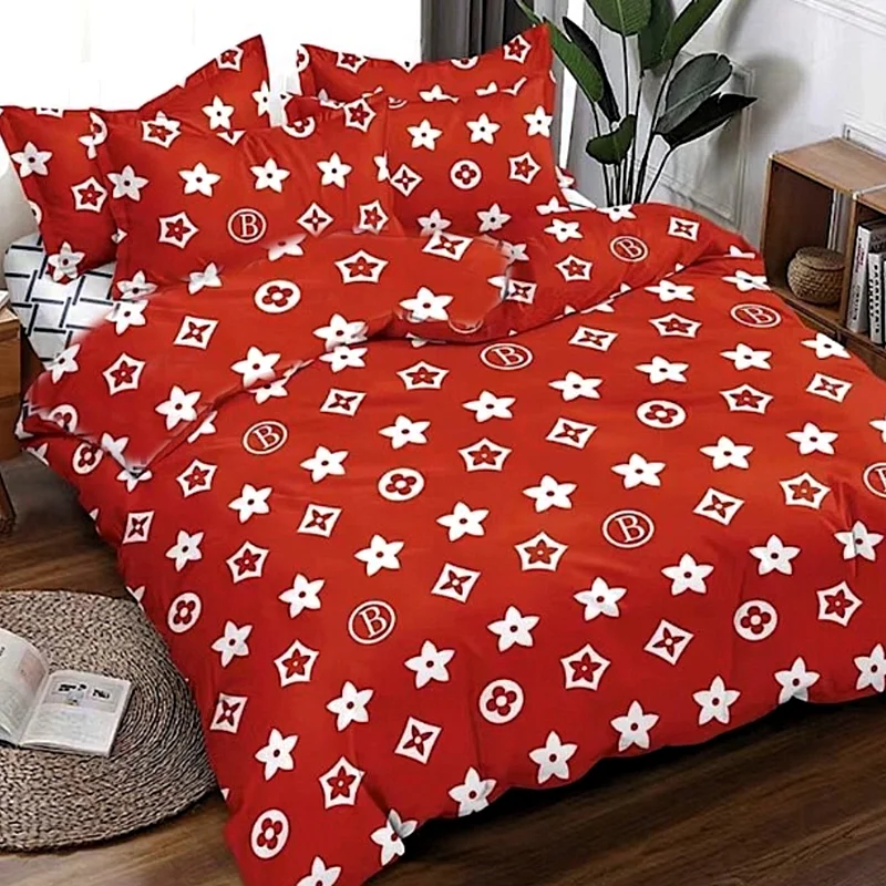 4 dielna súprava obliečok na 2 postele Symbols Red
