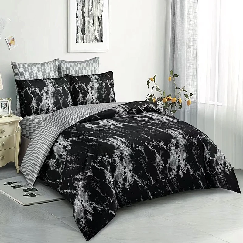 7 dielna súprava obliečok na 2 postele + plachta ZADARMO Black Marble