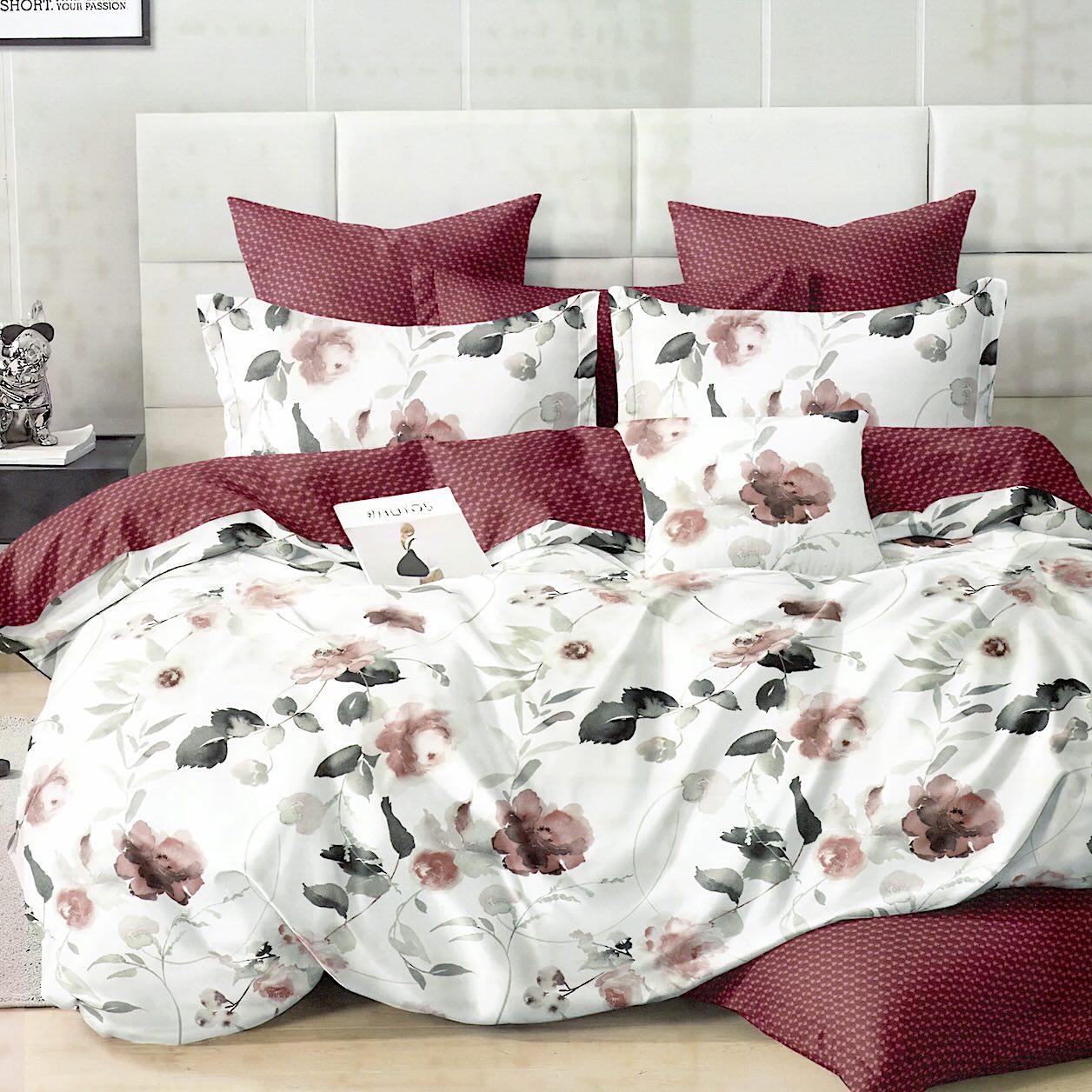 7 dielna sada obliečok na 2 postele - prestieradlo ZADARMO Pink Magnolia