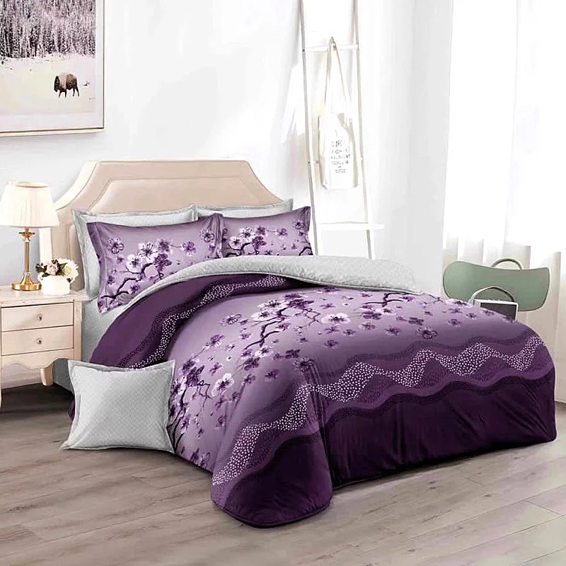 4 dílná sada povlečení na 2 postele Violet Blossoms