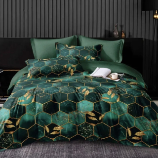 4 dielna sada obliečok na 2 postele Green Honeycombs